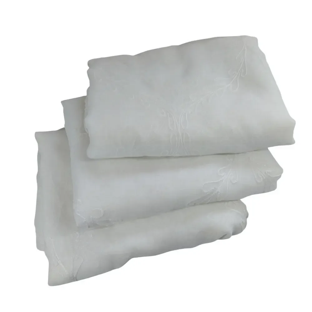 GORGEOUS WHITE EMBROIDERED ON WHITE BOTANICAL TRELLIS WINDOW CURTAINS, 3 PANELS!